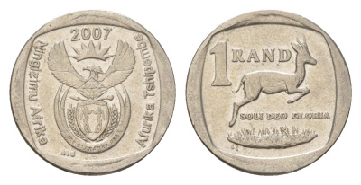 ЮАР 1 ранд 2007 KM 344 медь плакированная никелем 4627-445