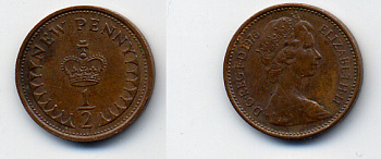 Великобритания 1/2 пенни 1976 Елизавета II (1952-2022) KM 914, Spink 4239 бронза 62-2726