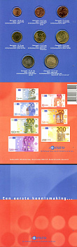 Нидерланды евронабор из 8 монет 2000-2001 буклет, на клею    UNC  1181-3-02