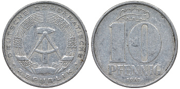 ГДР 10 ПФЕННИГОВ 1967 А алюминий 62-737