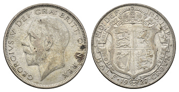 Великобритания 1/2 кроны 1927 Георг V (1910-1936), год-тип KM 830, Spink 4042 серебро 1531-1545
