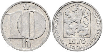 Чехословакия 10 геллеров 1976 KM 80 алюминий 4152-739