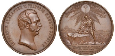 Россия медаль 1857 на медаль 700-летие введения христианства в Финляндии, 57 мм Дьяков 665.1 R1 бронза 00-00