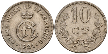 Люксембург 10 сантимов 1924 Шарлотта (1918-1964) KM 34 медно-никель 4577-146