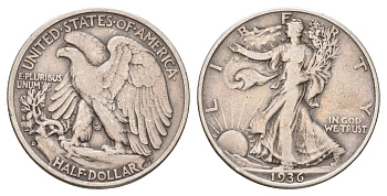 США 1/2 доллара (50 центов) 1936 D KM 142 серебро 4127-2121