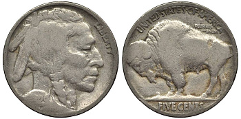 США 5 ЦЕНТОВ 1929 ИНДЕЕЦ, БИЗОН KM 134 медно-никель 27-635