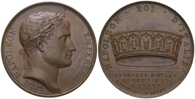 Набор бронзовых французских медалей и медальонов 1810 года. Оригинальный комплект. 0-0-02