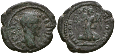 Римская Империя, Провинция Нижняя Мезия, Никополь-на-Истре AE 193 - 211 Септимий Север, бюст императора / богиня Нике Moushmov 917 бронза 1100-7-33