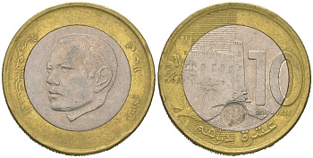 Марокко 10 дирхамов 2015 AH 1436, Мохаммед VI (1999-) Y 141 биметалл 4619-522