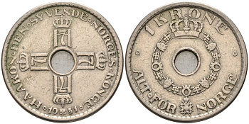 Норвегия 1 крона 1951 Хокон VII (1905-1957) KM 397.1 медно-никель 4591-942