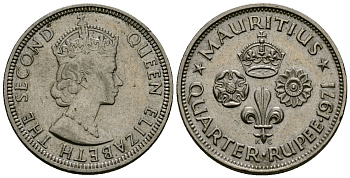 Маврикий 1/4 рупии 1971 Елизавета II (1952- ) KM 36 медно-никель 4564-524