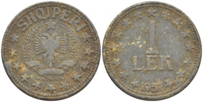 Албания 1 лек 1957 KM 36 цинк 4541-516