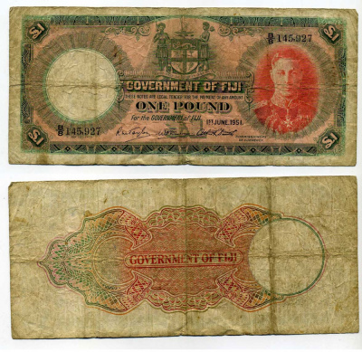 Фиджи 1 фунт 1951 Георг VI Pick 40 f бумага 451-187-1
