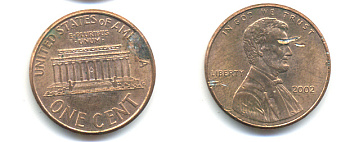 США 1 ЦЕНТ 2002 ЛИНКОЛЬН KM 201b цинк плакированный медью 86-437