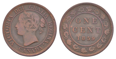 Канада 1 цент 1859 Виктория (1837-1901) KM 1 бронза 4654-1212
