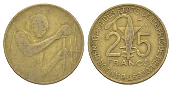 Западная Африка (BCEAO) 25 франков 1981 KM 9 алюминиевая бронза 4656-854