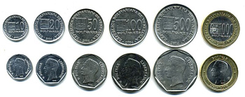 Венесуэла лот из 6 монет 2002-2005 (10, 20, 50, 100, 500, 1000 боливаров) UNC 00-00