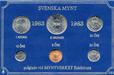 ШВЕЦИЯ НАБОР ИЗ 6 МОНЕТ 1983 04-062-239