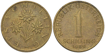 Австрия 1 шиллинг 1989 KM 2886 алюминиевая бронза 4594-312