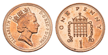 Великобритания 1 пенни 1986 Елизавета II (1952-2022) KM 935, Spink 4381 (B3) бронза UNC 4696-756