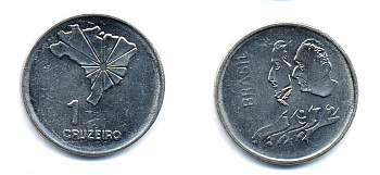 Бразилия 1 крузейро 1972 150 лет независимости KM 582 никель aUNC 51-5731