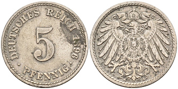 Германия 5 пфеннигов 1896 A KM 11, J. 12 медно-никель 4151-411