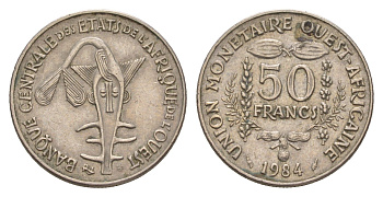 Западная Африка (BCEAO) 50 франков 1984 KM 6 медно-никель 4655-826