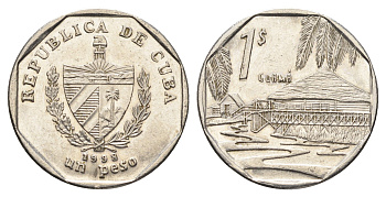 Куба 1 песо 1998 хижины Гуама KM 579 сталь плакированная никелем aUNC 4663-854