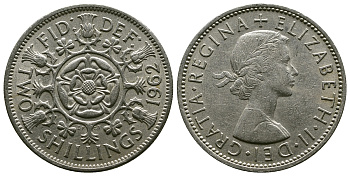 Великобритания 2 шиллинга (флорин) 1962 Елизавета II (1952-2022) KM 906, Spink 4146 медно-никель 4382-336