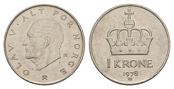 Норвегия 1 крона 1978 Улаф V (1957-1991) KM 419 медно-никель 4635-714