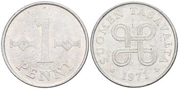 Финляндия 1 пенни 1971 KM 44a алюминий 4152-545