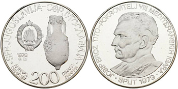 ЮГОСЛАВИЯ 200 ДИНАРОВ 1978 БРОЗ ТИТО, ТИРАЖ 58000 ЭКЗ. KM 67 серебро PROOF 1087-9-12