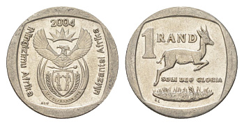 ЮАР 1 ранд 2004 KM 333 медь плакированная никелем 4627-426