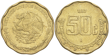 Мексика 50 сентаво 1997 Мо KM 549 алюминиевая бронза 113-1053