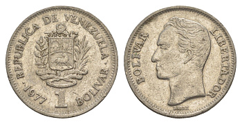 Венесуэла 1 боливар 1977 Симон Боливар Y 52 никель 4586-537