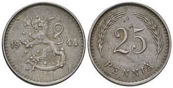 Финляндия 25 пенни 1944 S KM 25b железо 4174-1018