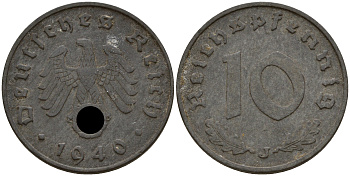 Германия 10 рейхспфеннигов 1940 J J. 371, KM 101 цинк    4603-823