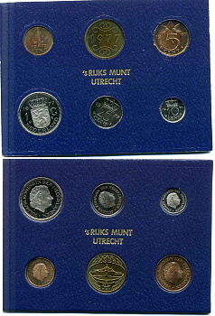 Нидерланды госнабор из 5 монет + жетон 1977 медно-никель UNC 7-5-1-36