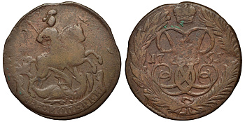 Россия 2 копейки 1761 красный монетный двор, Елизавета Петровна (1741-1762) Биткин 395 медь 221-741