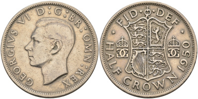 Великобритания 1/2 кроны 1950 Георг VI (1936-1952) KM 879, Spink 4106 медно-никель 4367-121