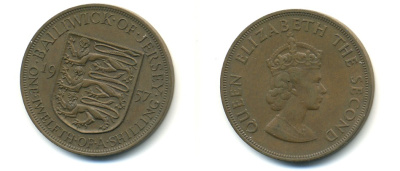 Джерси 1/12 шиллинга 1957 Елизавета II (1952-2022) KM 21 бронза 80-112