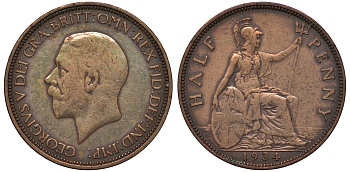 Великобритания 1/2 пенни 1934 Георг V (1910-1936) KM 837, Spink 4058 бронза 4122-744