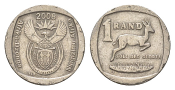 ЮАР 1 ранд 2008 KM 444 медь плакированная никелем 4627-511