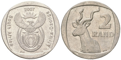 ЮАР 2 ранда 2007 KM 345 медь плакированная медно-никелем 4364-2316