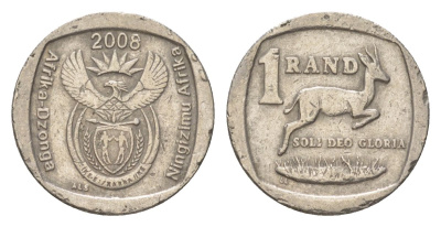 ЮАР 1 ранд 2008 KM 444 медь плакированная никелем 4627-511