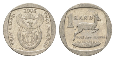 ЮАР 1 ранд 2005 KM 295 медь плакированная никелем 4627-439