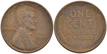 США 1 ЦЕНТ 1941 ЛИНКОЛЬН KM 132 бронза 187-1131