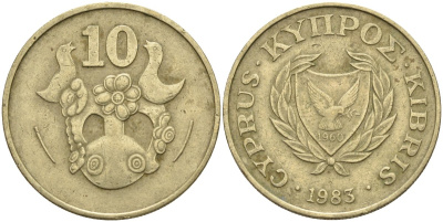 Кипр 10 центов 1983 KM 56.1 никель латунь 4141-1121