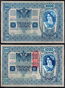 Австрия 1000 крон 1902 (1919) Pick 59 бумага 7183-24-1-2