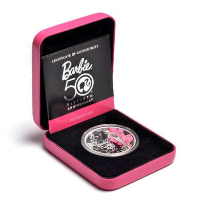 Тувалу 1 доллар 2009 50 лет кукле Барби, эмаль серебро PROOF 8-1-05-02